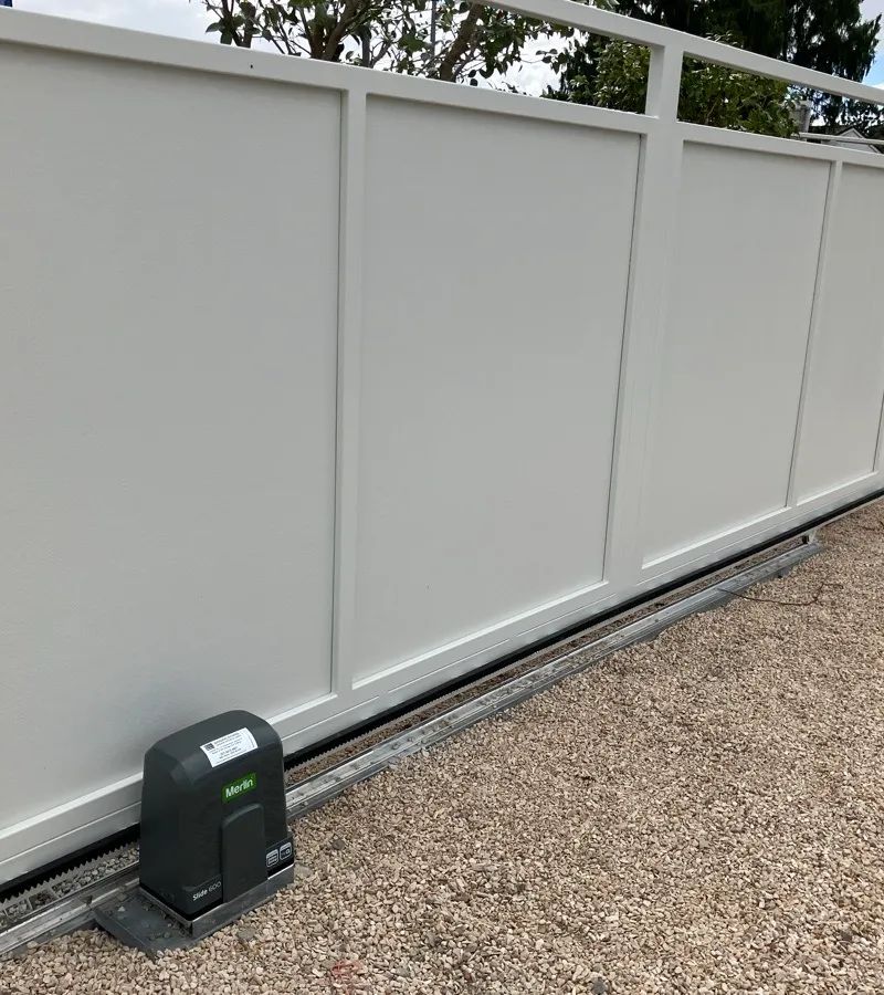 after White Powder-coated Aluminium Sliding Gate – Sliding Gate Motor, East Toowoomba