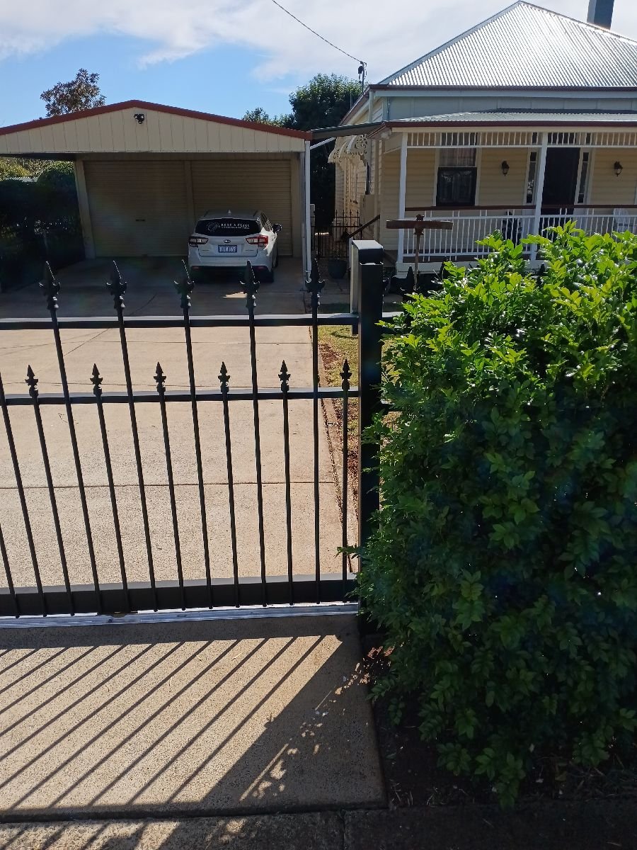 after Satin Black Powder-coated Steel Sliding Gate – Gate + Motor, Newtown