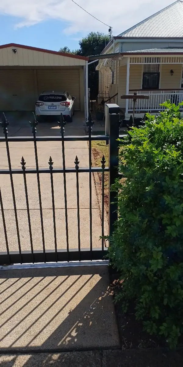 after Satin Black Powder-coated Steel Sliding Gate – Gate + Motor, Newtown