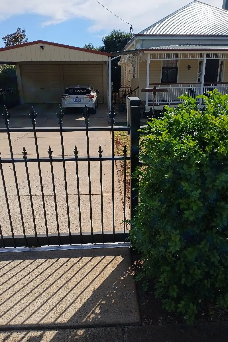 after Satin Black Powder-coated Steel Sliding Gate – Gate + Motor, Newtown
