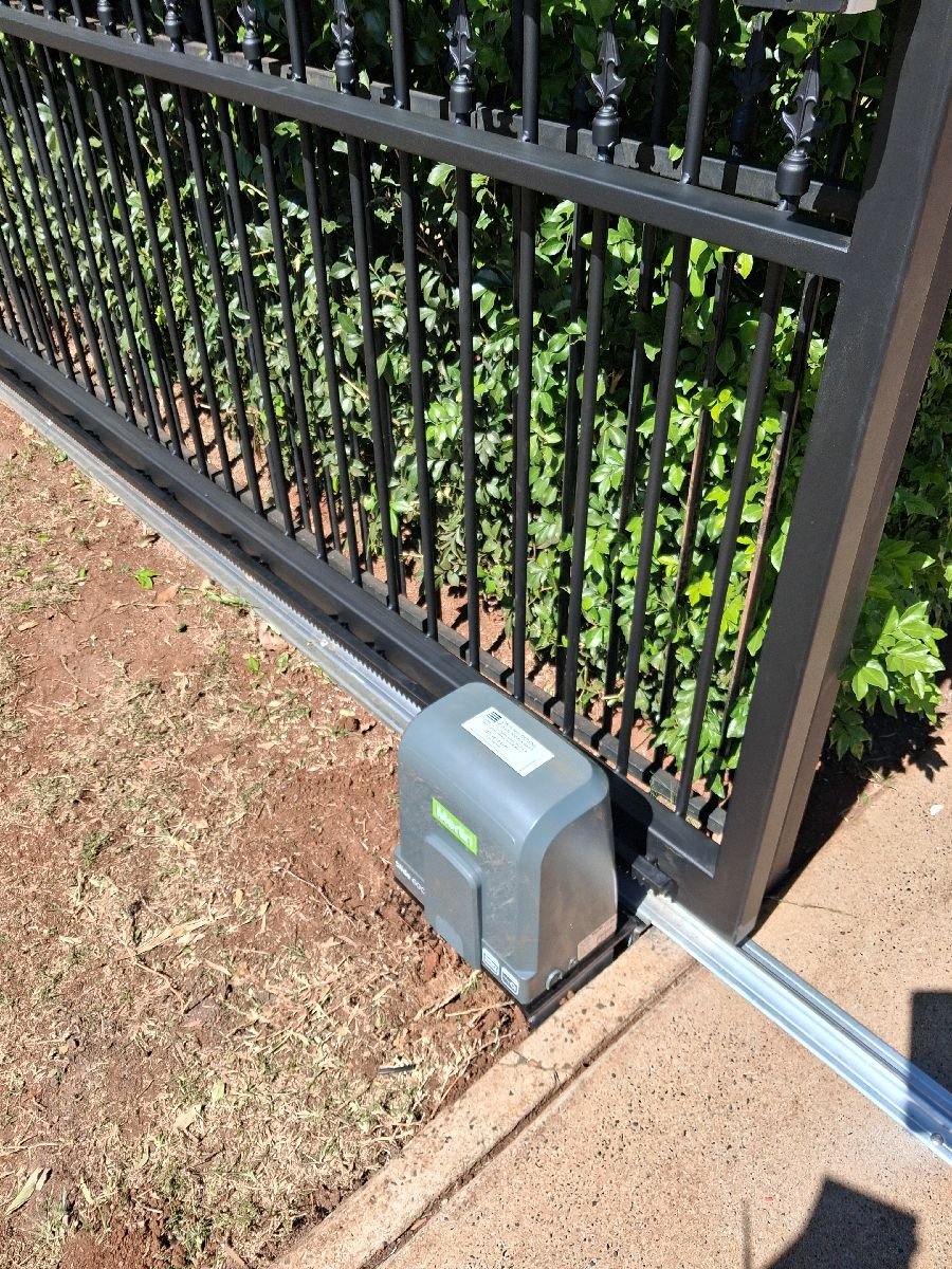 after Satin Black Powder-coated Steel Sliding Gate – Gate + Motor, Newtown