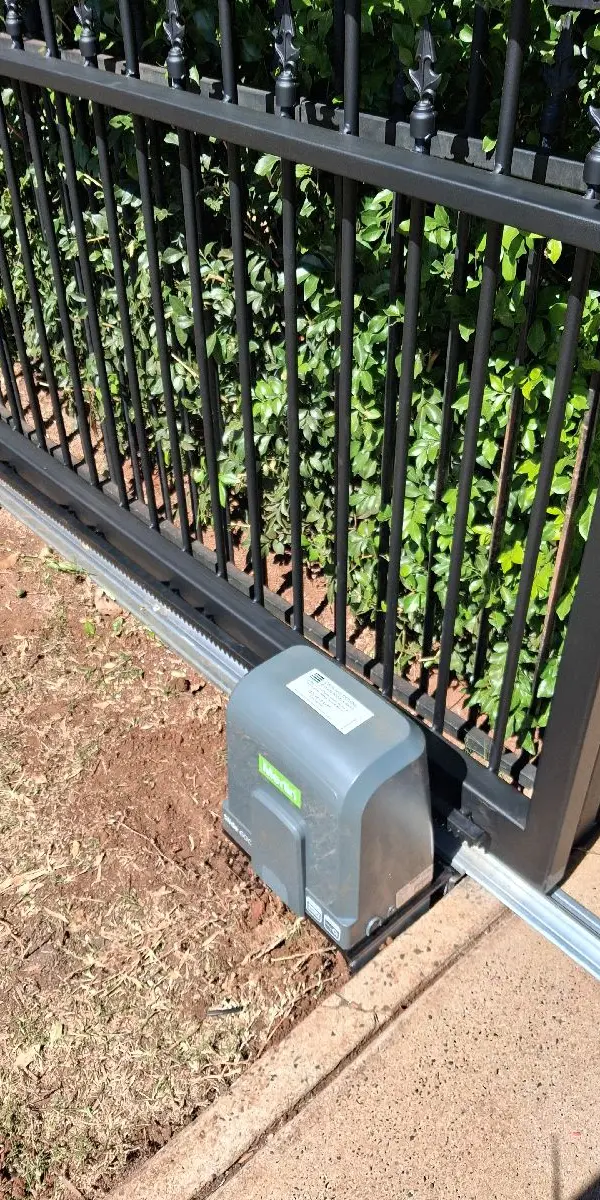 after Satin Black Powder-coated Steel Sliding Gate – Gate + Motor, Newtown