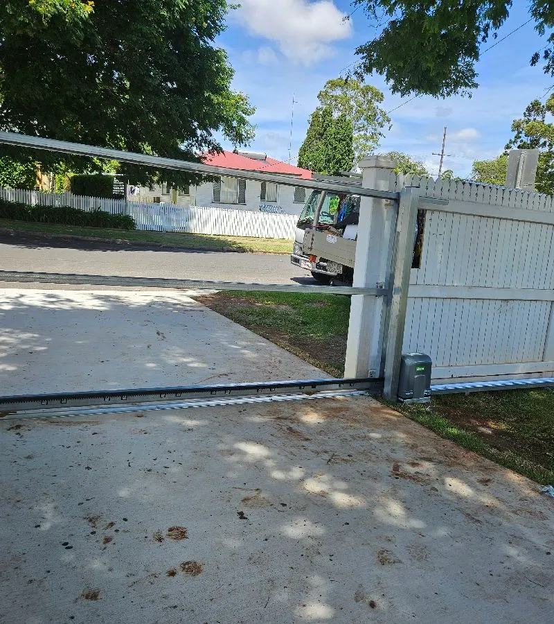 after Galvanised + Timber Colorbond + Galvanised Frame Sliding Gate – Slide Gate + Motor, South Toowoomba
