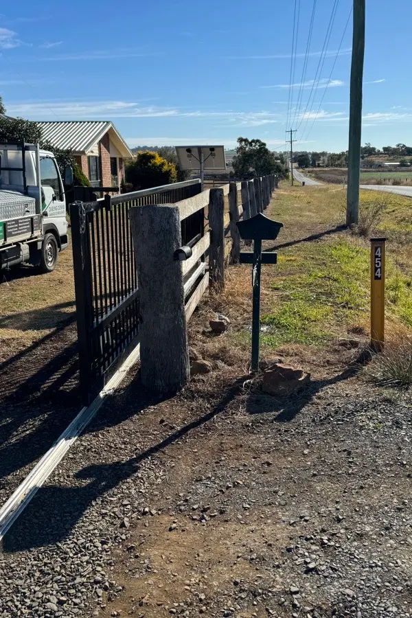 after Black Powder-coated Steel Sliding Gate – Swing -> Slider convert + Gate Motor, Westbrook