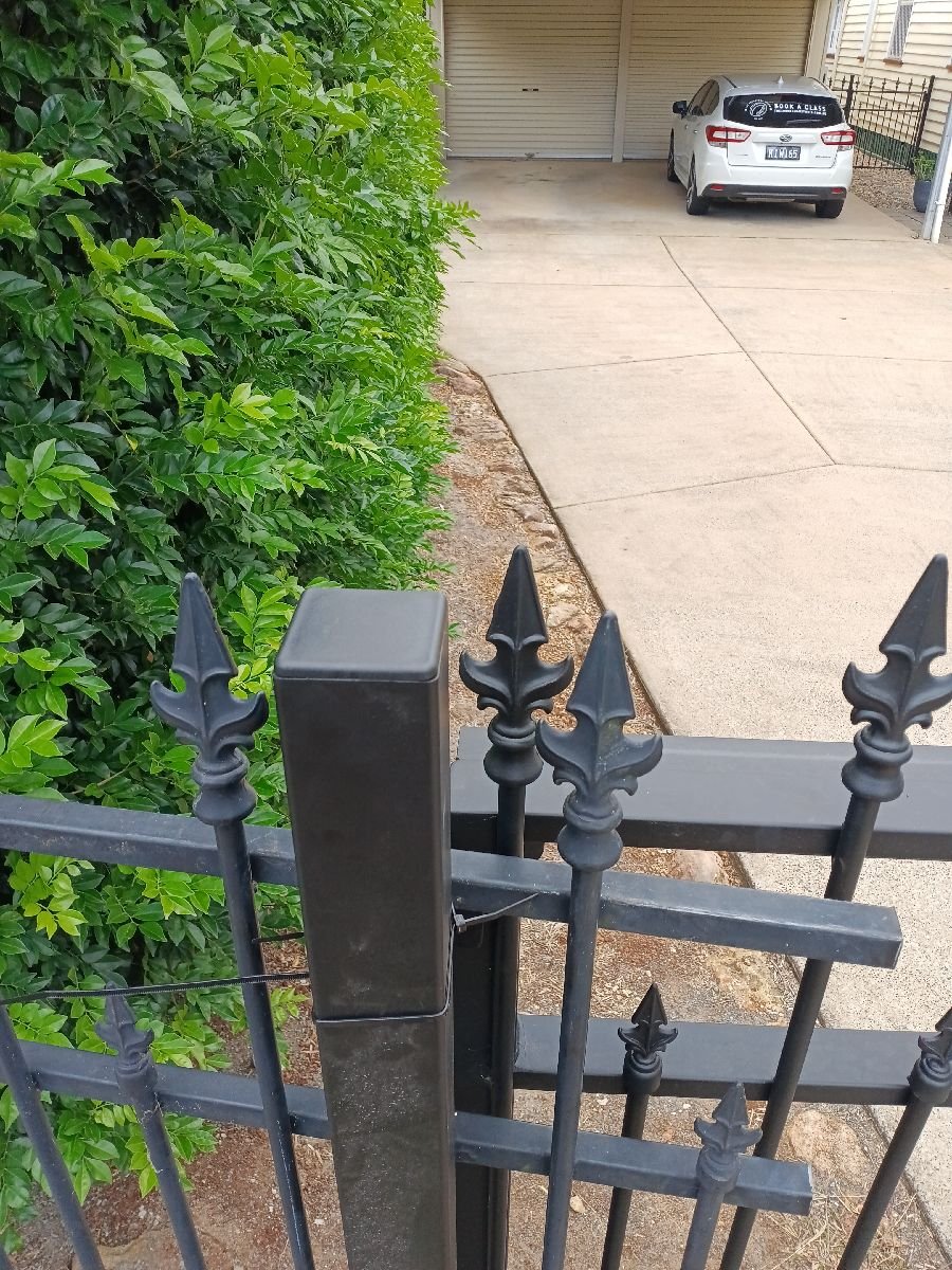 after Satin Black Powder-coated Steel Sliding Gate – Gate + Motor, Newtown