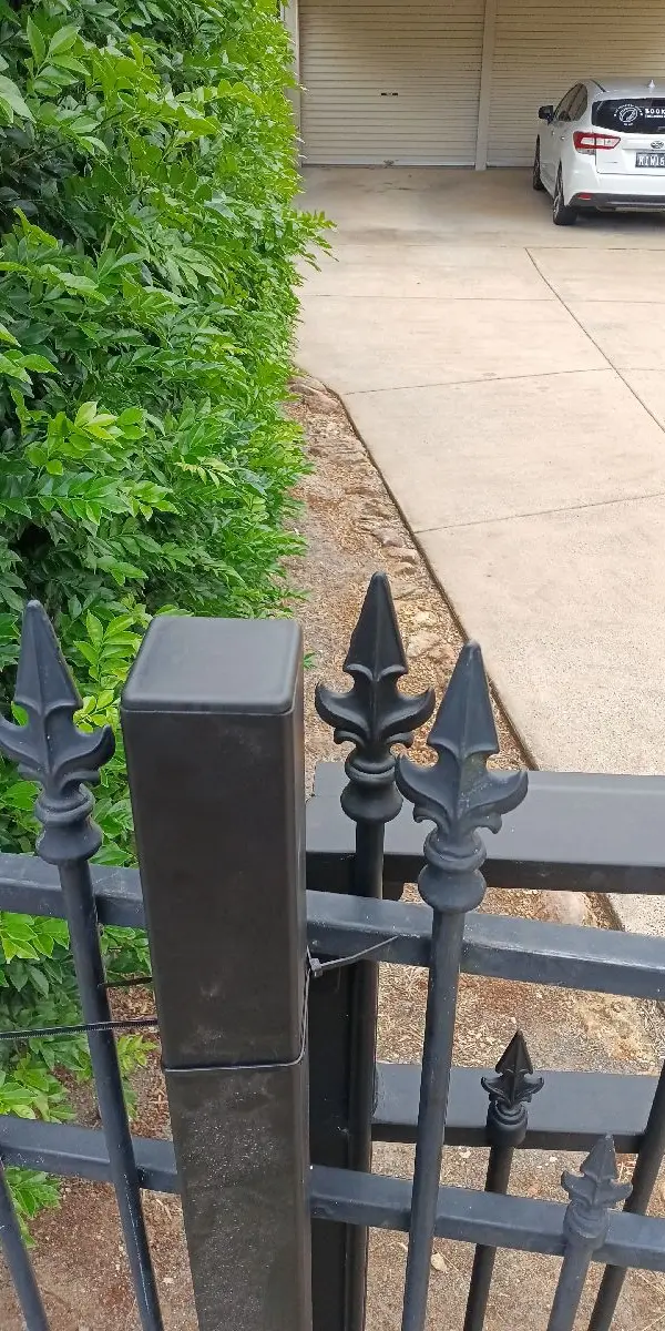 after Satin Black Powder-coated Steel Sliding Gate – Gate + Motor, Newtown