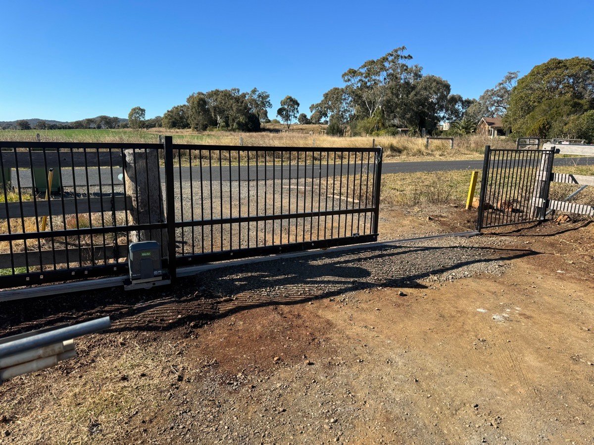 after Black Powder-coated Steel Sliding Gate – Swing -> Slider convert + Gate Motor, Westbrook