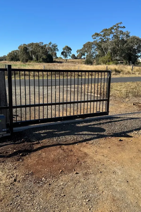 after Black Powder-coated Steel Sliding Gate – Swing -> Slider convert + Gate Motor, Westbrook