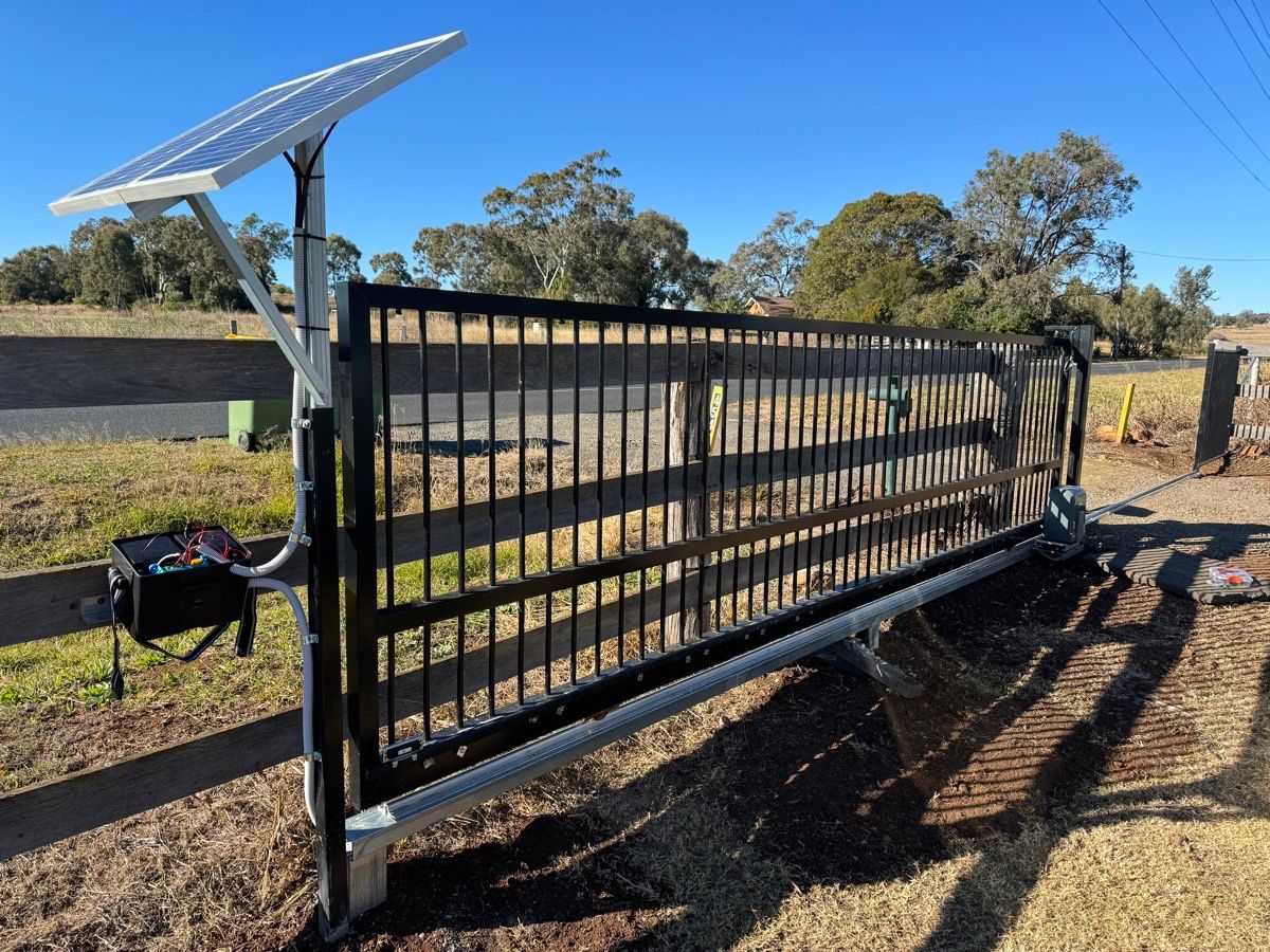 after Black Powder-coated Steel Sliding Gate – Swing -> Slider convert + Gate Motor, Westbrook