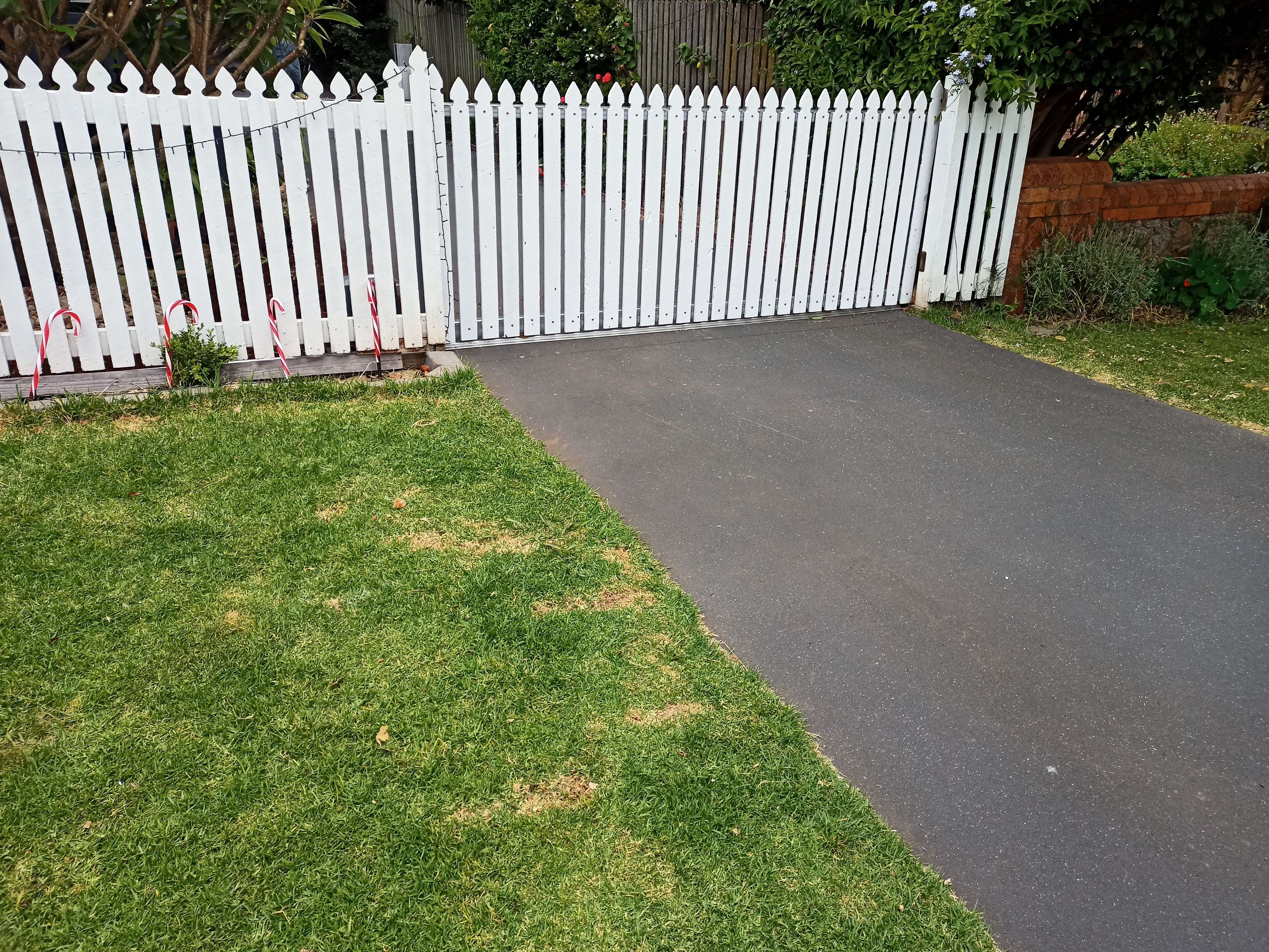 after White Galvanised Steel Frame + White Timber Palings Sliding Gate – GAL FRAME (INC RETURN), East Toowoomba