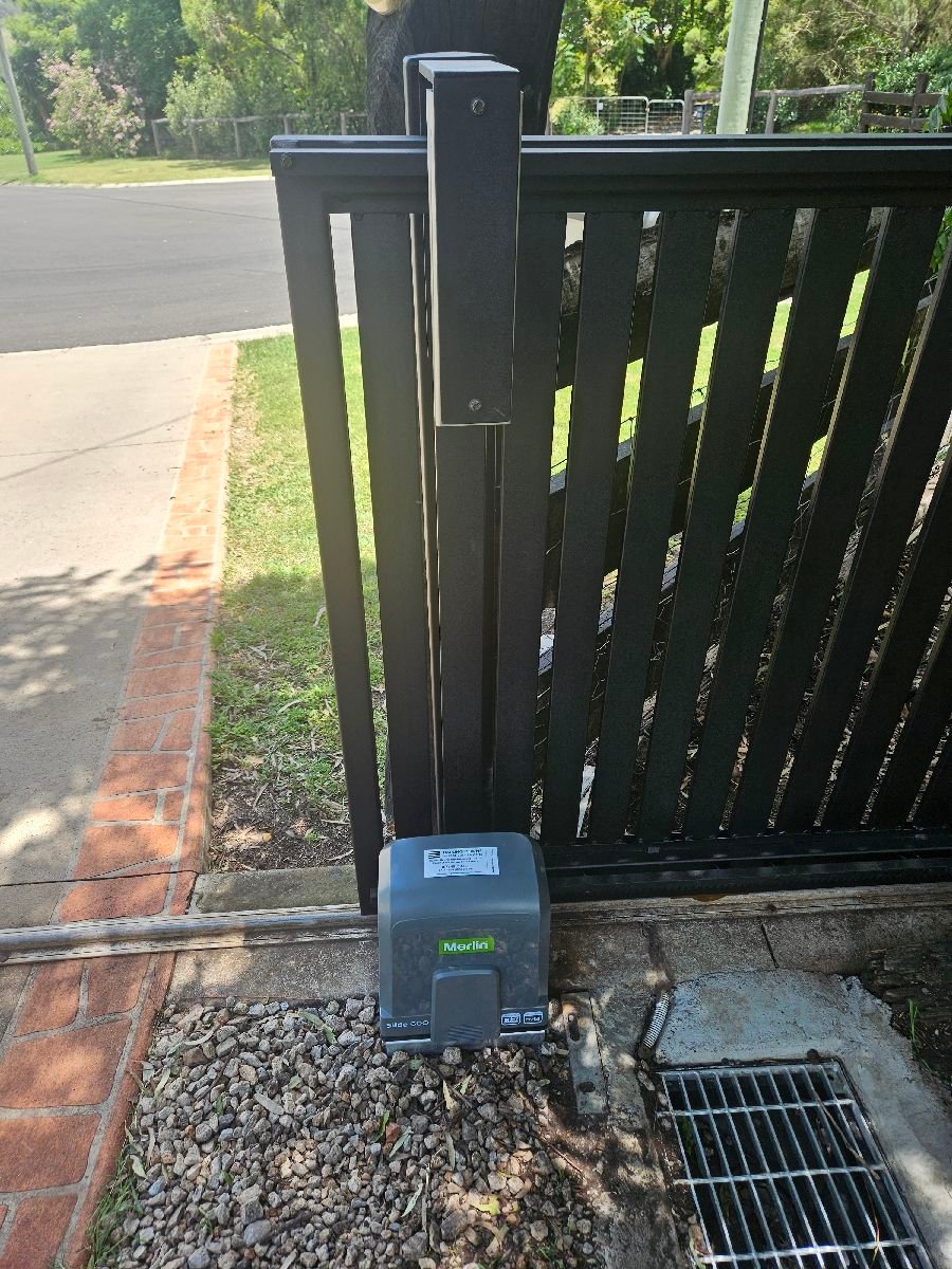 after Black Powder-coated Aluminium Sliding Gate – Gate + Motor, Gowrie Junction