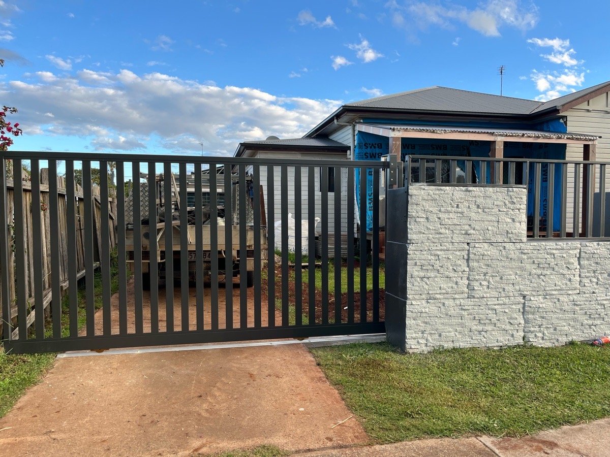 after Monument Powder-coated Aluminium Sliding Gate – Gate + Motor, Darling Heights
