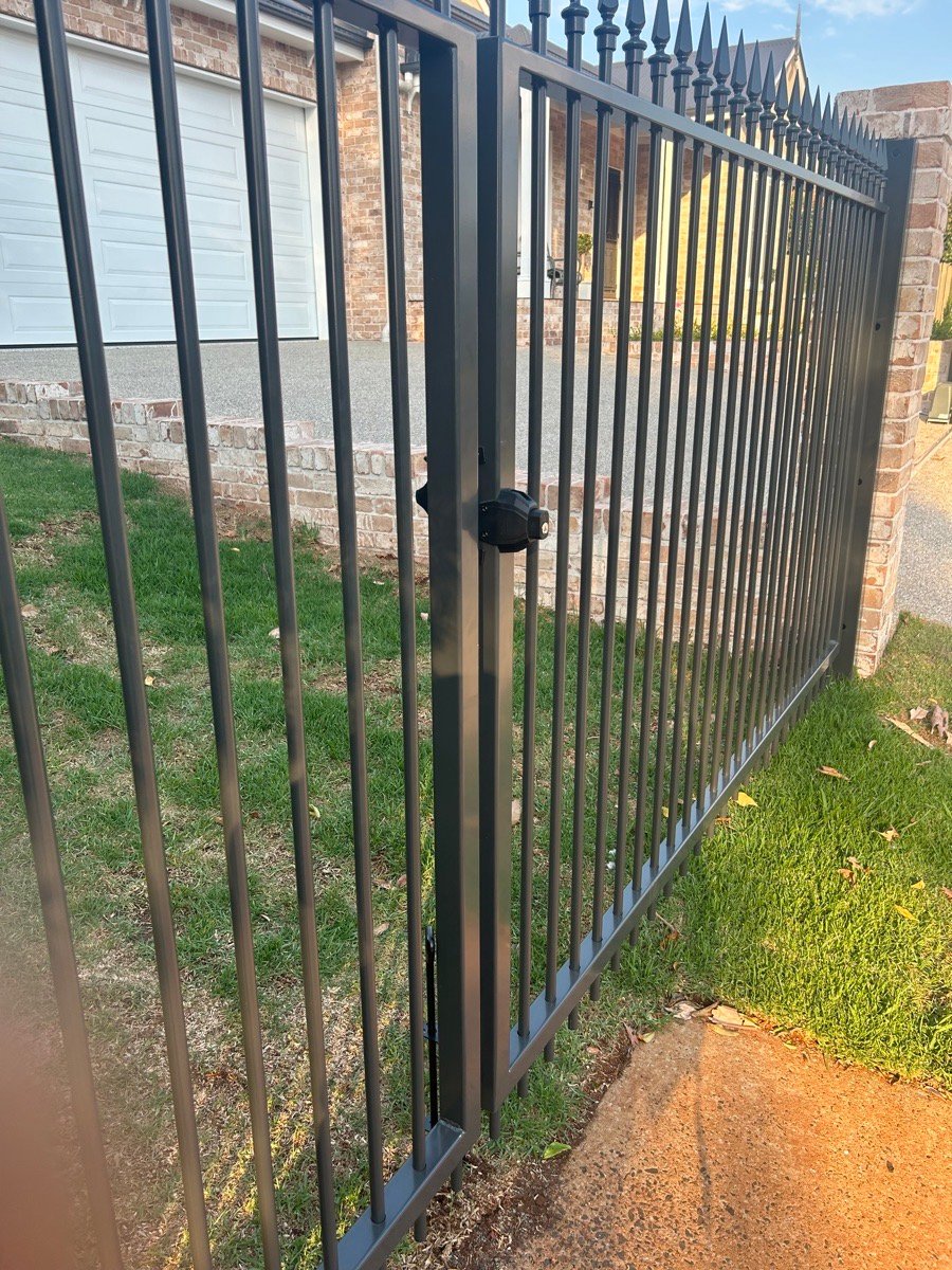 after Black Powder-coated Aluminium Sliding Gate – Gate + Fence, Mount Lofty