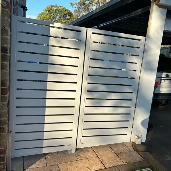after Surfmist Powder-coated Aluminium Swing Gate – Gate, Blue Mountain Heights