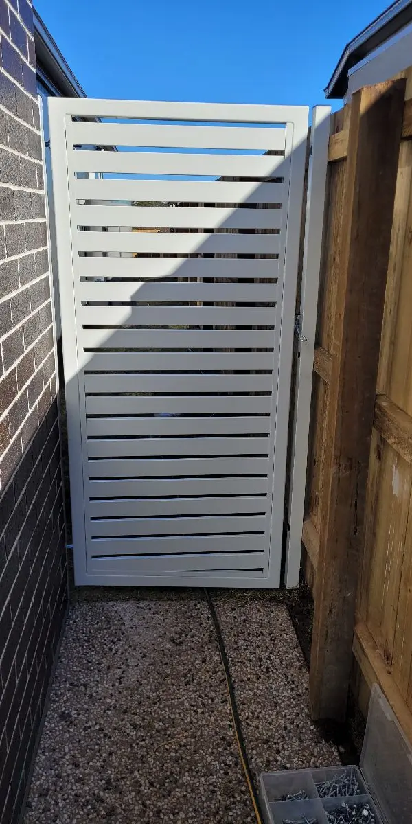 after Surfmist Powder-coated Aluminium Swing Gate – Gates, Harristown