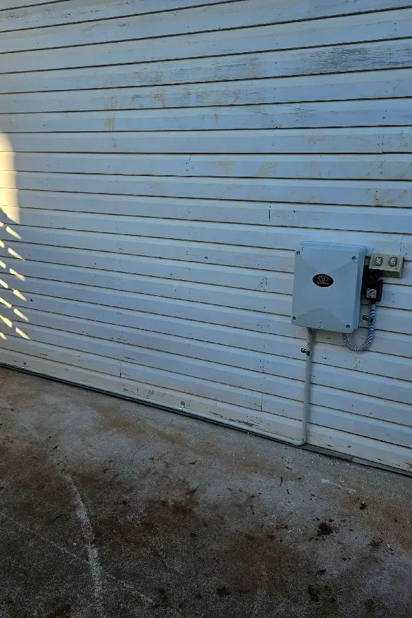 after Dover White Powder-coated Steel Swing Gate – Gate + Motor (Swing Toward Shed), Centenary Heights