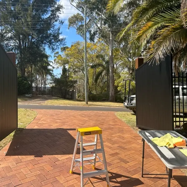 after Black Powder-coated Aluminium Swing Gate – CARPORT GATES, Middle Ridge