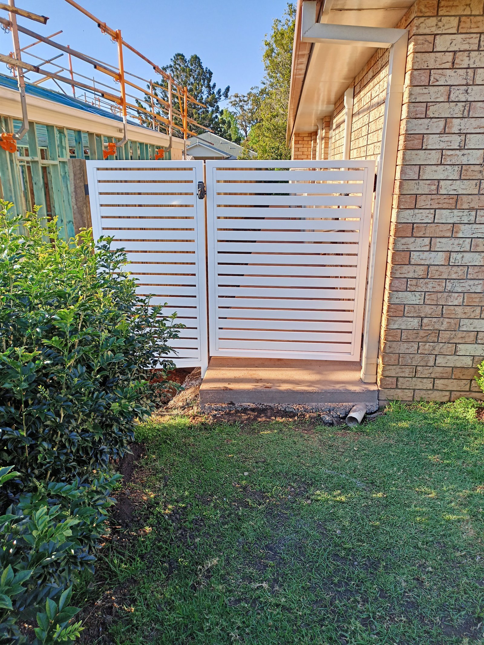 after White Powder-coated Aluminium Swing Gate – 2x PA Gates, Rangeville
