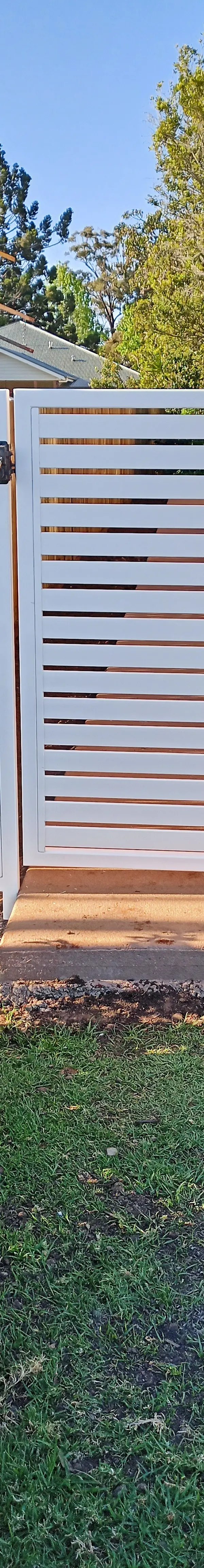 after White Powder-coated Aluminium Swing Gate – 2x PA Gates, Rangeville
