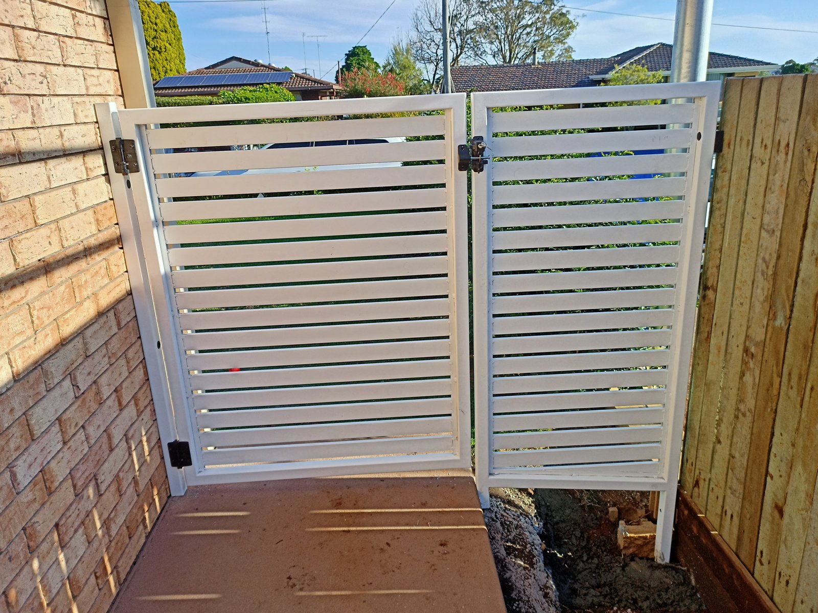 after White Powder-coated Aluminium Swing Gate – 2x PA Gates, Rangeville