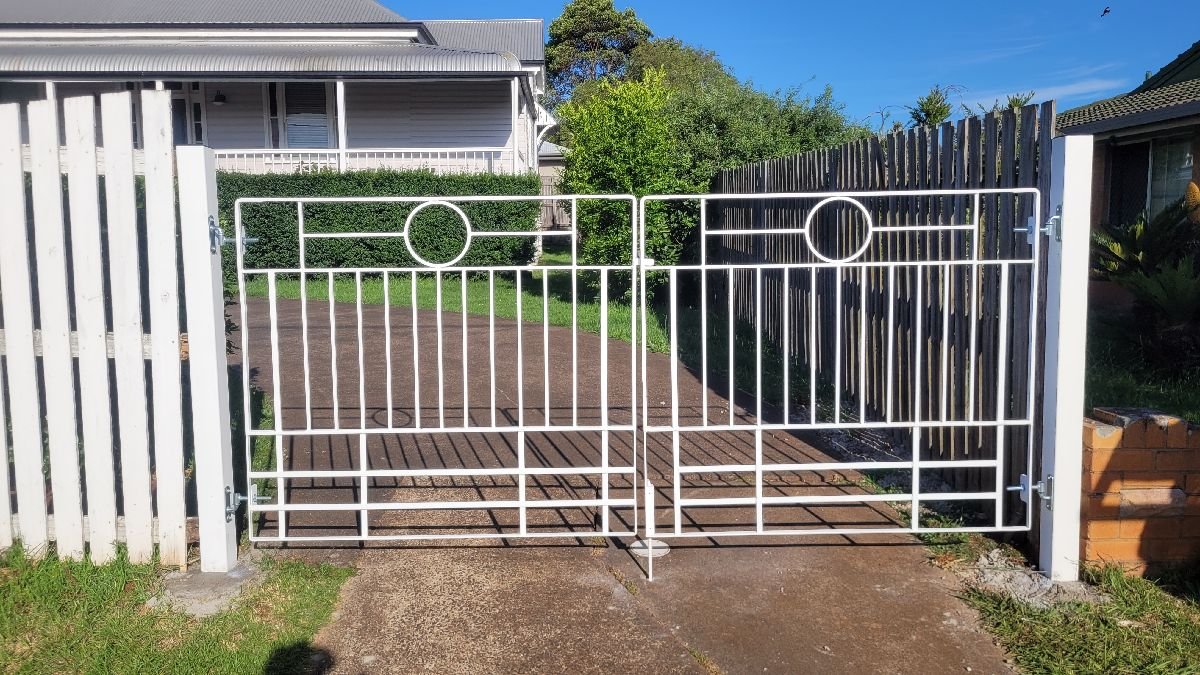 after Pro Texture White Wrought Iron Swing Gate – Gate Repairs/New Gate, North Toowoomba