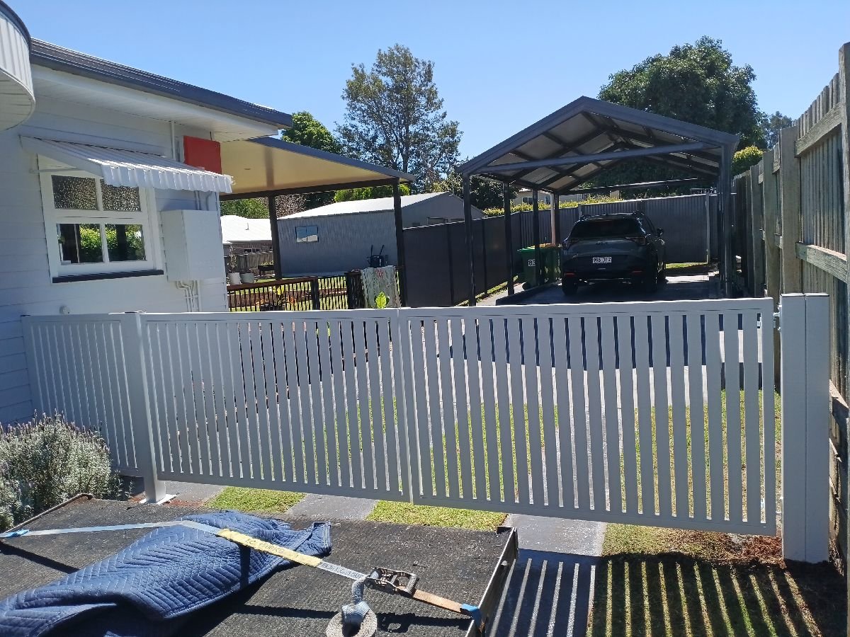 after Pro Texture White Powder-coated Steel Swing Gate – Gate + Motor, Harlaxton