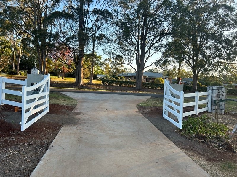 after Pro Texture White Powder-coated Aluminium Swing Gate – Solar Swing Gate, Highfields