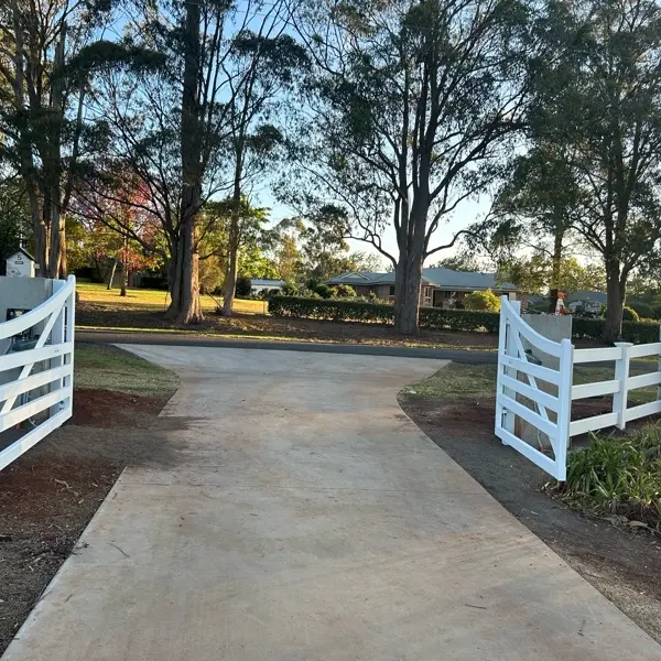 after Pro Texture White Powder-coated Aluminium Swing Gate – Solar Swing Gate, Highfields