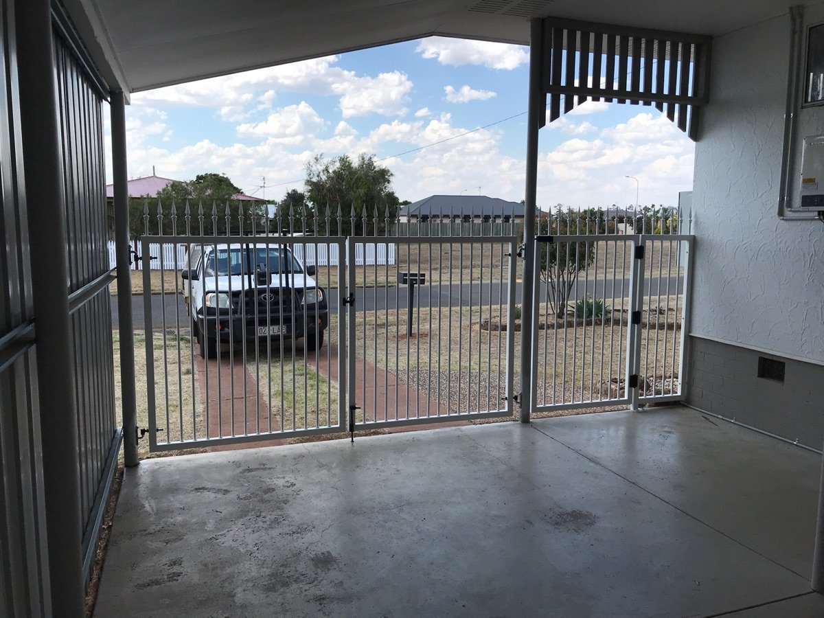 after White Powder-coated Aluminium Swing Gate – 2 x swing Gate + PA Gate, Oakey