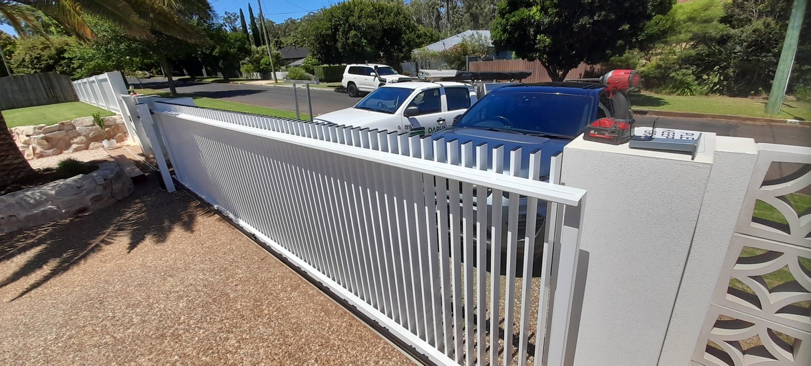 after White Powder-coated Aluminium Sliding Gate – INSTALL: Aluminium Sliding Gate, Rangeville