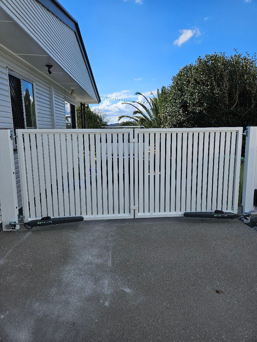 after White Powder-coated Aluminium Swing Gate – Swing Gate + Motor, South Toowoomba