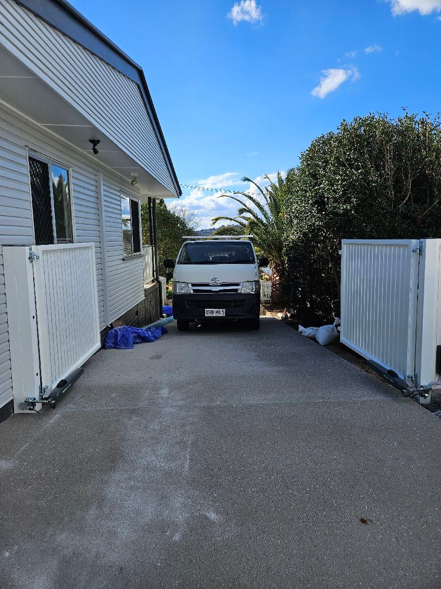 after White Powder-coated Aluminium Swing Gate – Swing Gate + Motor, South Toowoomba