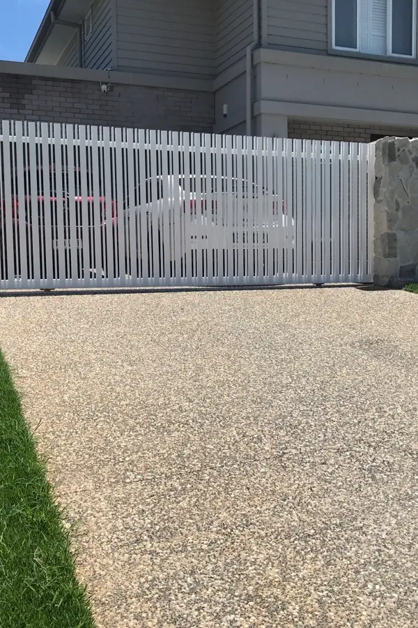 after White Powder-coated Aluminium Sliding Gate – Gate Fab, East Toowoomba