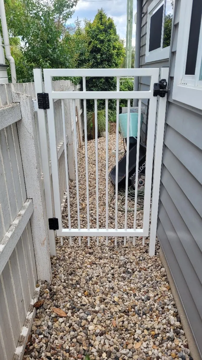 after White Powder-coated Aluminium Swing Gate – Side Gate, Mount Lofty