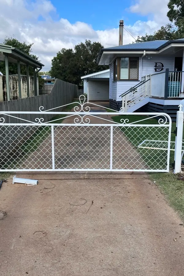 after White Powder-coated Steel Swing Gate – Slide Gate + Motor, Oakey