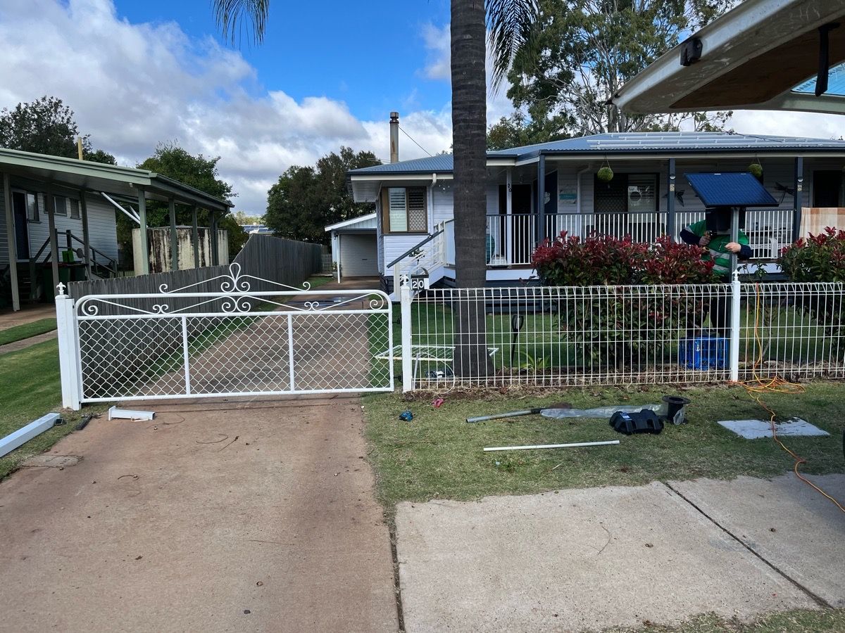 after White Powder-coated Steel Swing Gate – Slide Gate + Motor, Oakey