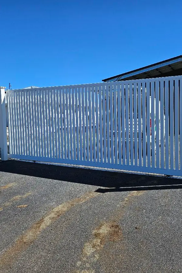after Pro Texture White Powder-coated Aluminium Sliding Gate – Gate + Motor, Highfields