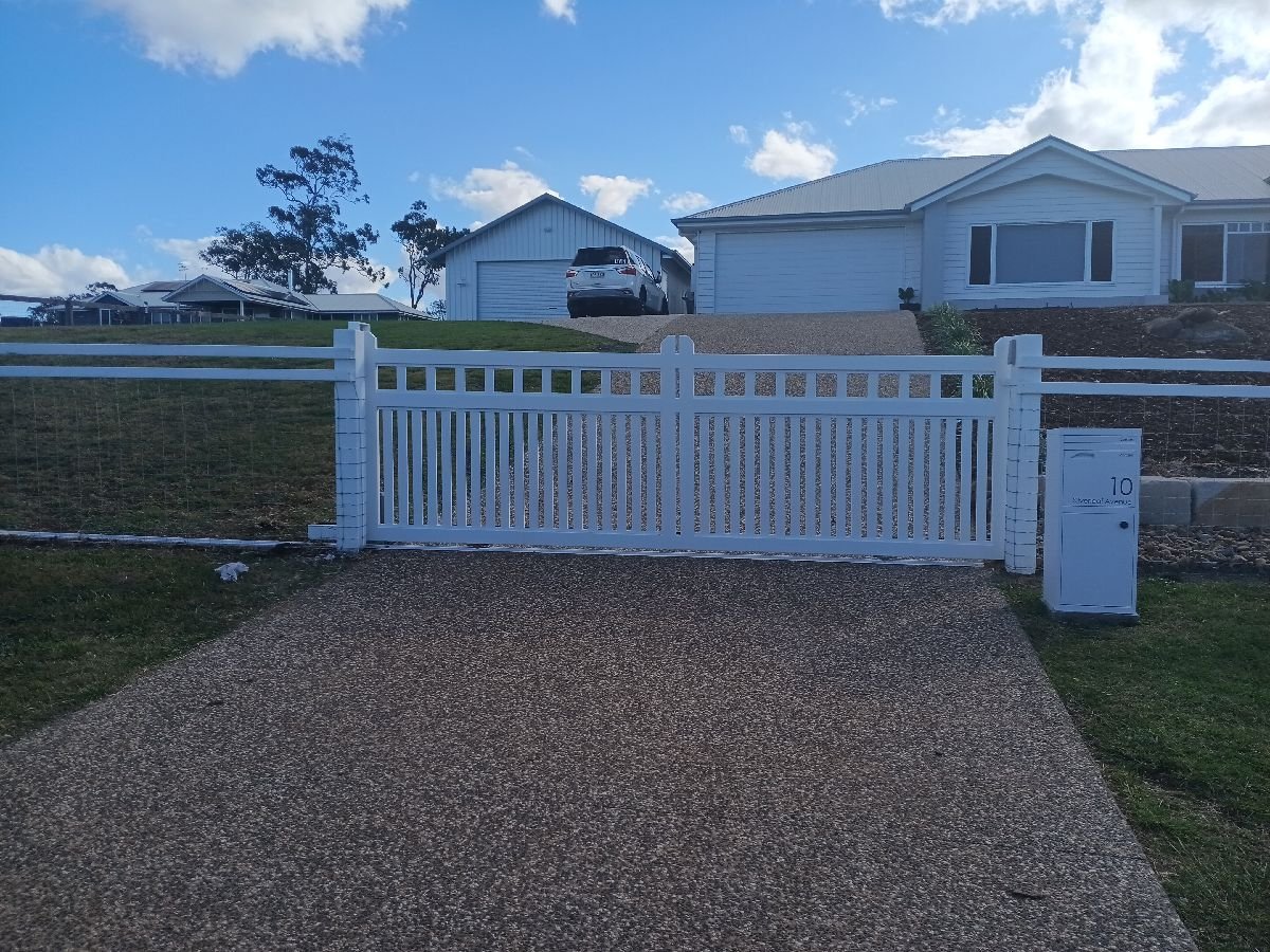 after Pro Texture White Powder-coated Aluminium Sliding Gate – Slide Gate + Motor, Mount Rascal