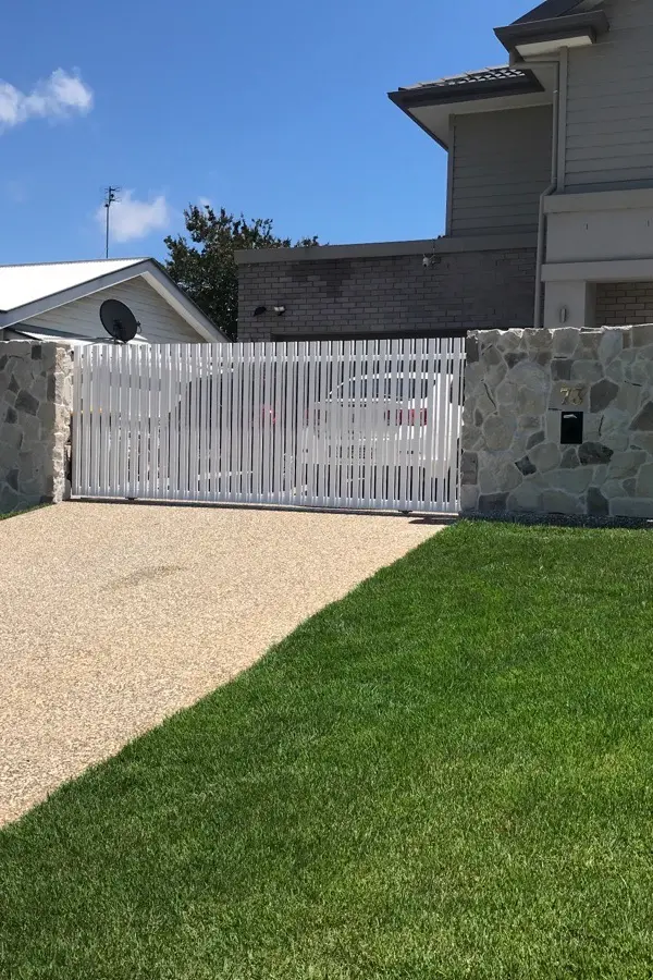after White Powder-coated Aluminium Sliding Gate – Gate Fab, East Toowoomba