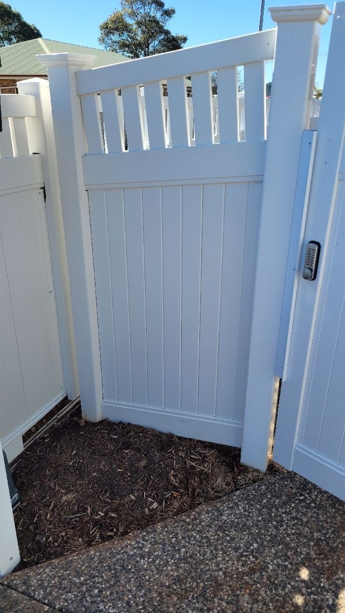 after Satin White Powder-coated Aluminium Sliding Gate – Slide Gate + Motor, Wilsonton