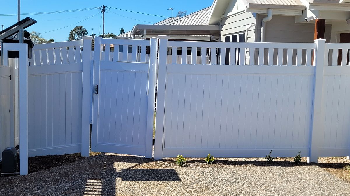 after Satin White Powder-coated Aluminium Sliding Gate – Slide Gate + Motor, Wilsonton