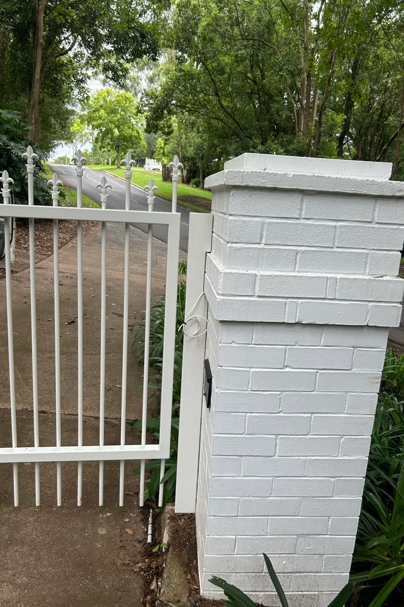 after Surfmist Powder-coated Steel Swing Gate – Gate Fabrication, Middle Ridge