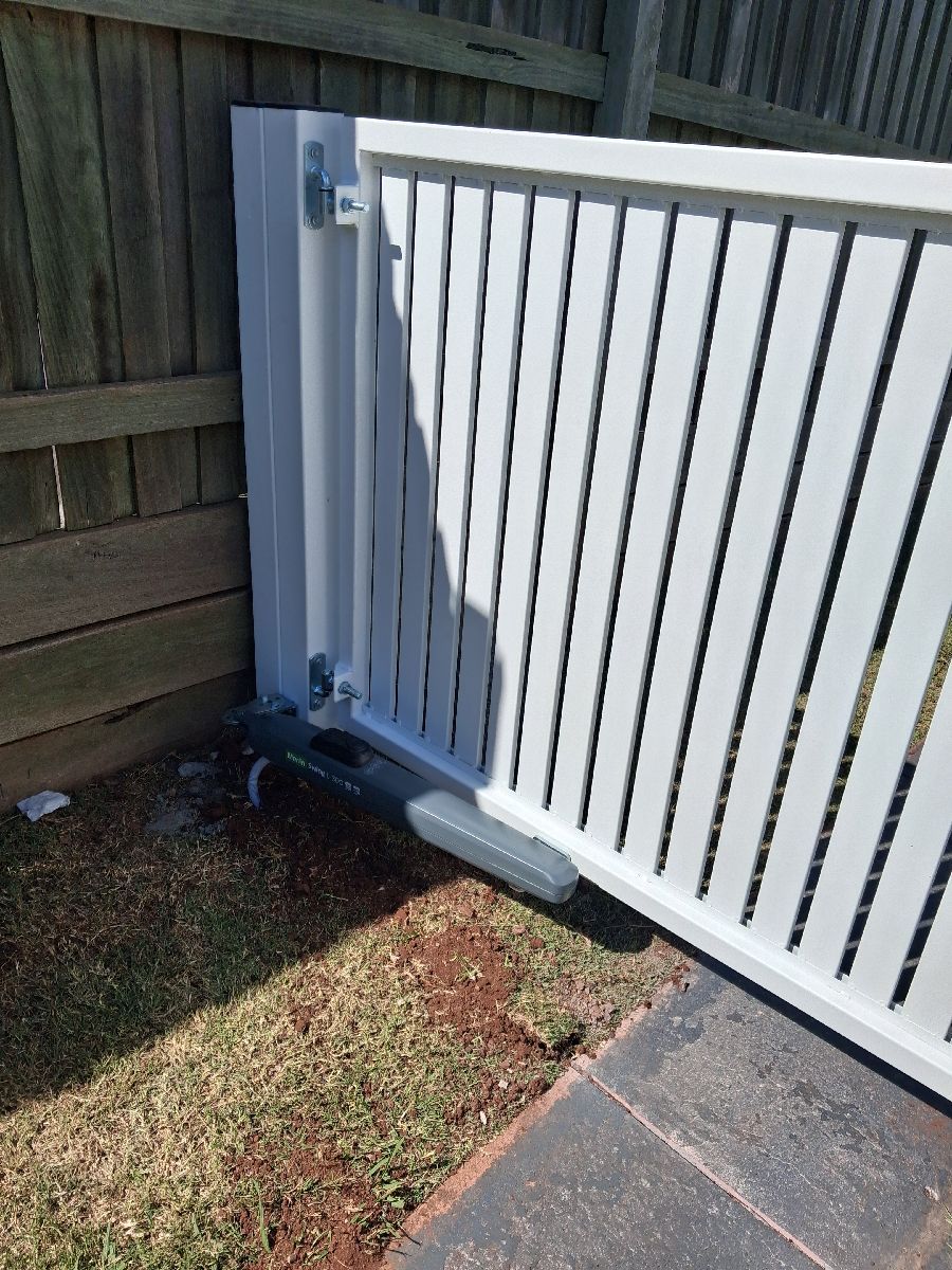 after Pro Texture White Powder-coated Steel Swing Gate – Gate + Motor, Harlaxton