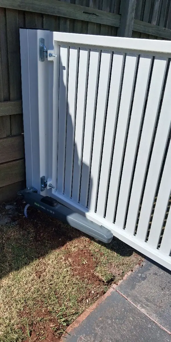 after Pro Texture White Powder-coated Steel Swing Gate – Gate + Motor, Harlaxton