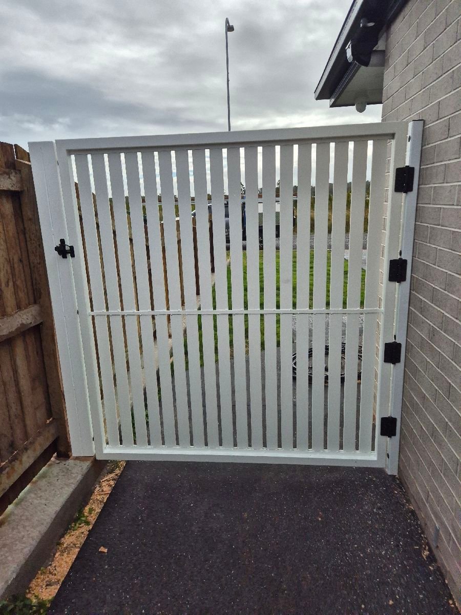after Pro Texture White Powder-coated Aluminium Swing Gate – Single Swing Gate, Highfields