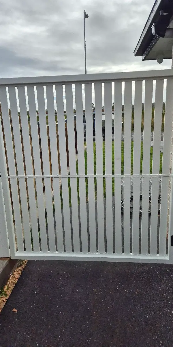 after Pro Texture White Powder-coated Aluminium Swing Gate – Single Swing Gate, Highfields