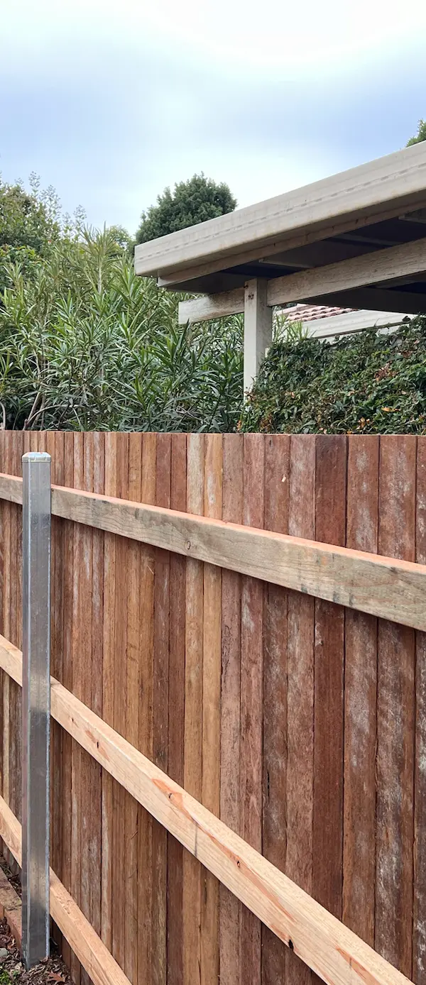 after Wood-look Timber + Galvanised Steel Posts Custom Door – Side Fencing, Rangeville
