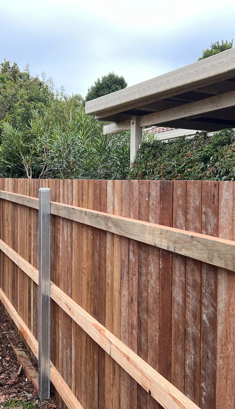 after Wood-look Timber + Galvanised Steel Posts Custom Door – Side Fencing, Rangeville