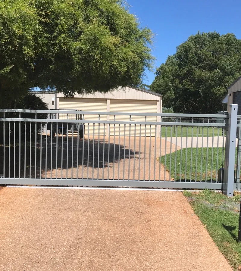 after Mocha Powder-coated Aluminium Sliding Gate – Slide Gate + Motor, Highfields