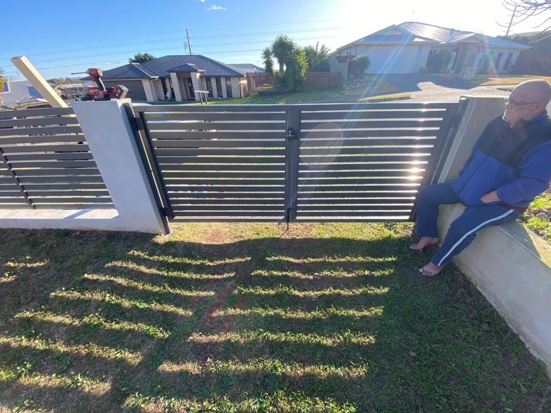 after Woodland Grey Powder-coated Aluminium Swing Gate – Slate Swing Gate DBL, Glenvale